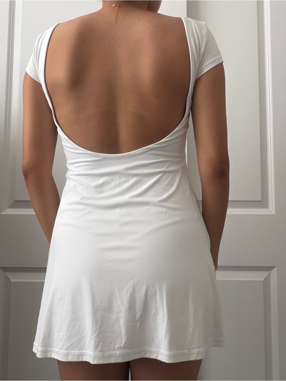 aerie White Scoop-Back Short Mini Dress